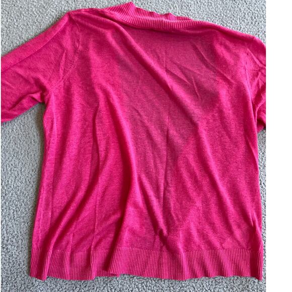 Tommy Bahama Cardigan Large Linen Open Long Sleeve Sweater Pink Beach Classic - Picture 4 of 15